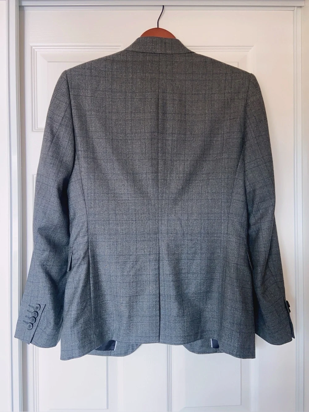 NWT $595 Theory Xylo NP Moxley Wool Plaid Blazer Blazer Jacket Charcoal 36S